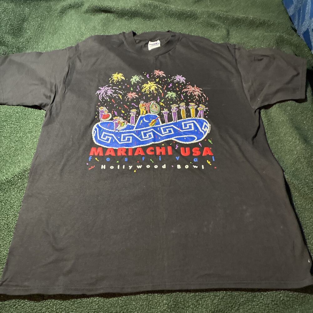Vintage 90’s Mariachi USA Festival Hollywood Bowl Black Tee Shirt XL Rare New